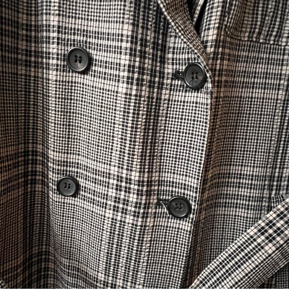 ZARA Women's Grey Check Blazer With Belt Double Breasted Jacket Size M - Picture 10 of 10
